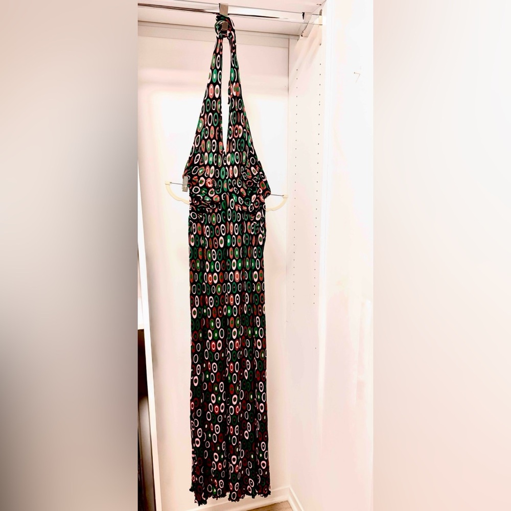 Missoni Black and Pink Halter Maxi Dress